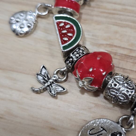 Charm Bracelet June Bug Summer Bugs Kite Yellow European Beads Bee Ice Cream - Picture 8 of 9